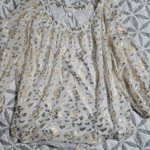 Lauren Conrad blouse gold and beige size lrg